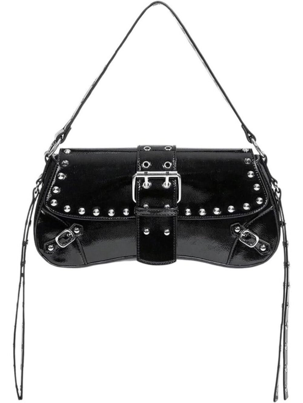 Mini Goth Punk Shoulder Bag - Y2K Style Leather Purse with Studded Detail